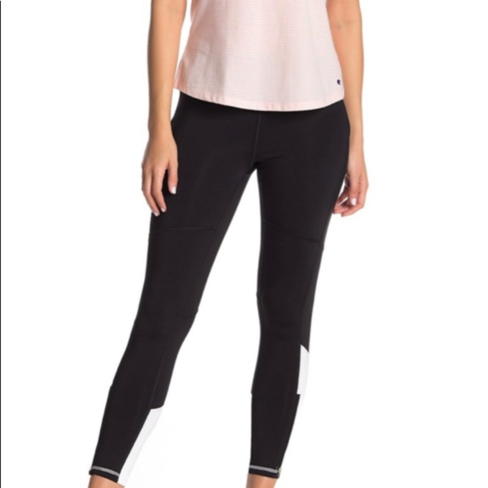 CHAMPION Black & White Workout Leggings; SZ XL